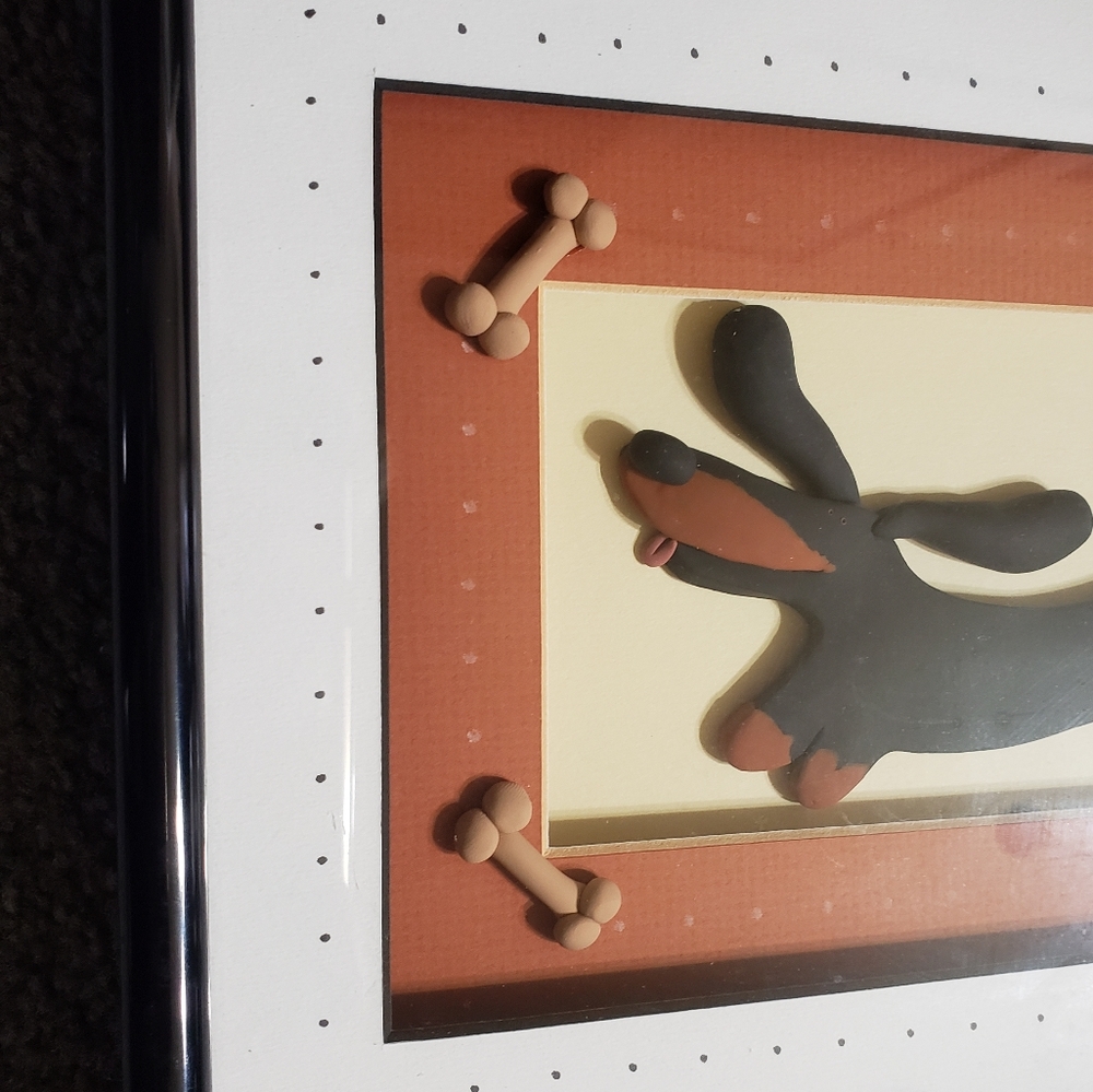 Anne Klocko Polymer Clay 3D Framed Artwork "Happy Dachshund" - Picture 2 of 14
